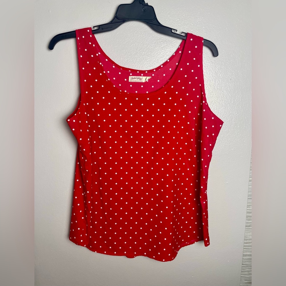 Faded Glory Red and White Polka Dot Blouse